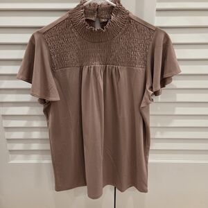 Adrianna Papell Dusty Pink Ruffled Blouse